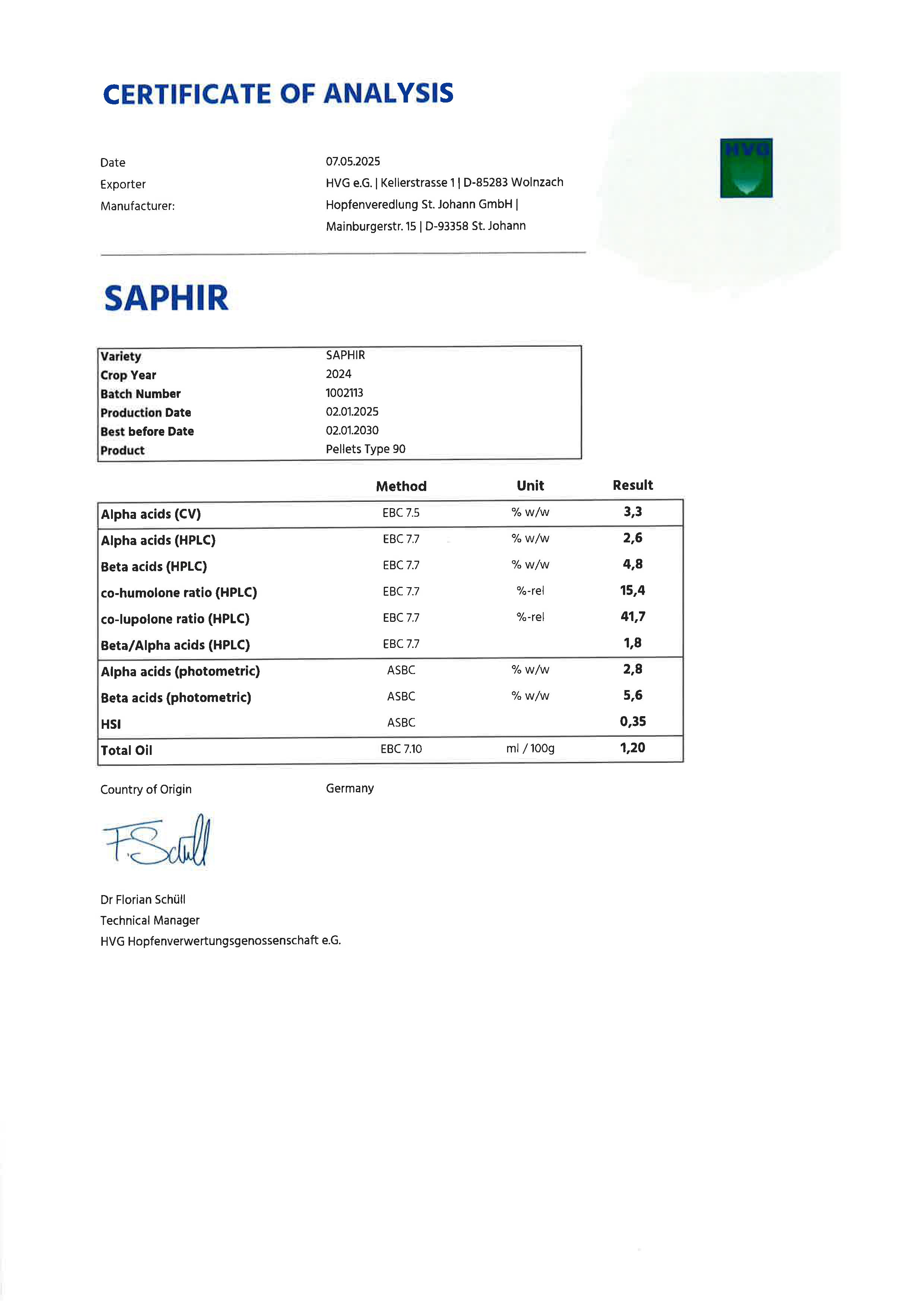 Saphir GR Hop Pellets (2024)