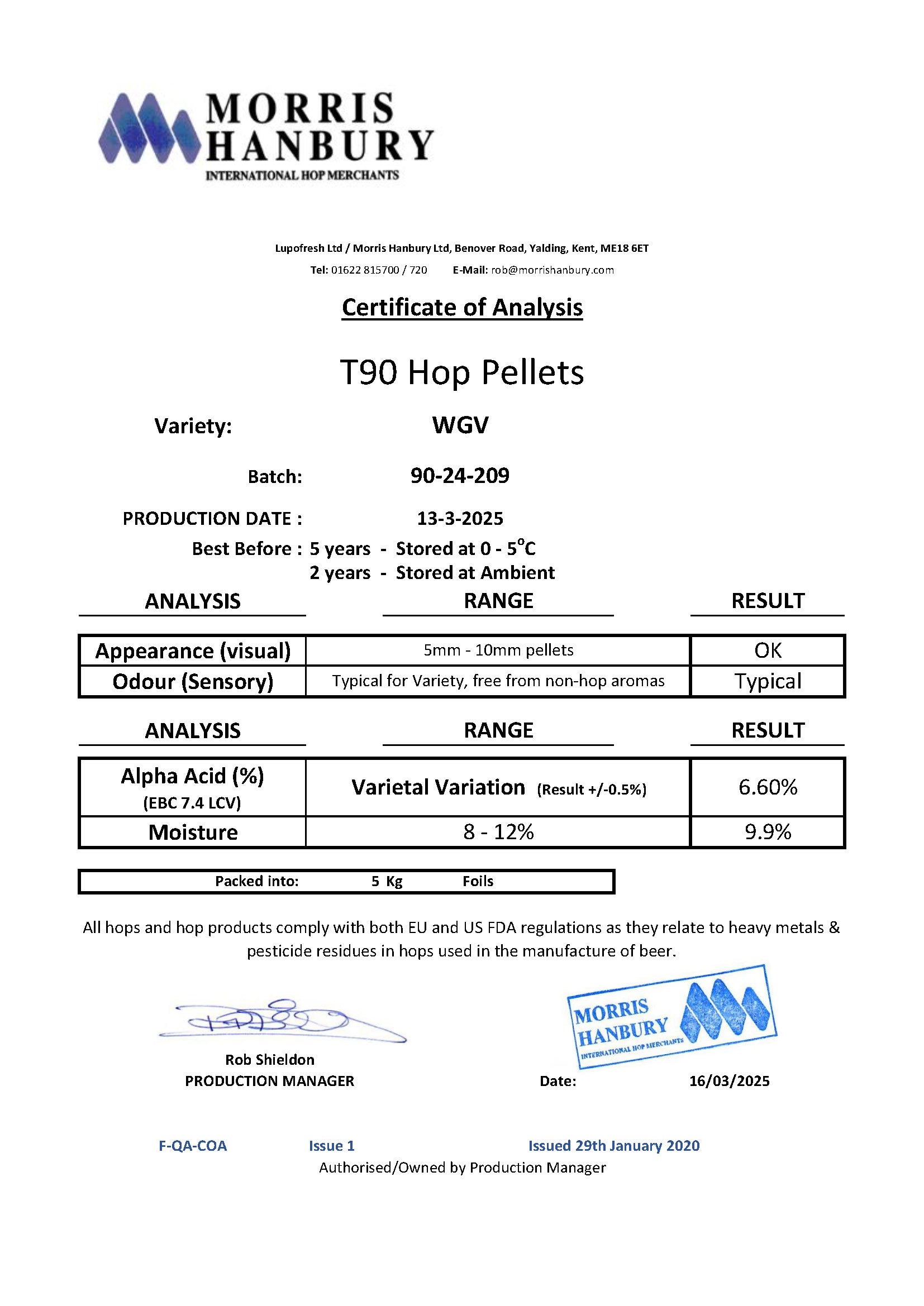 Whitbread Golding UK Hop Pellets (2024)