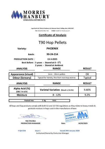 Phoenix UK Hop Pellets (2024) – Hop Alliance